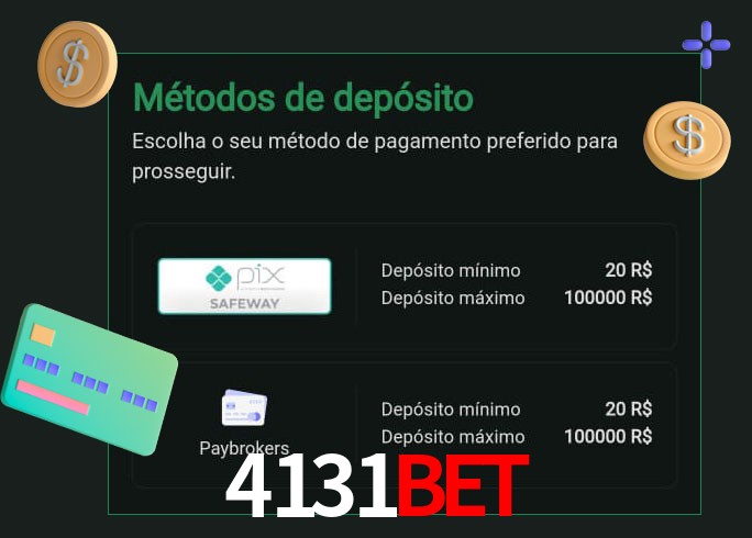 O cassino 4131bet oferece uma grande variedade de métodos de pagamento